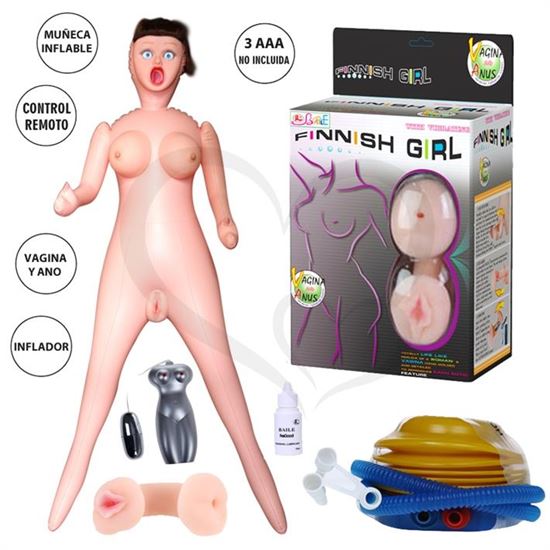 Muñeca inflable con vagina y ano de suave textura